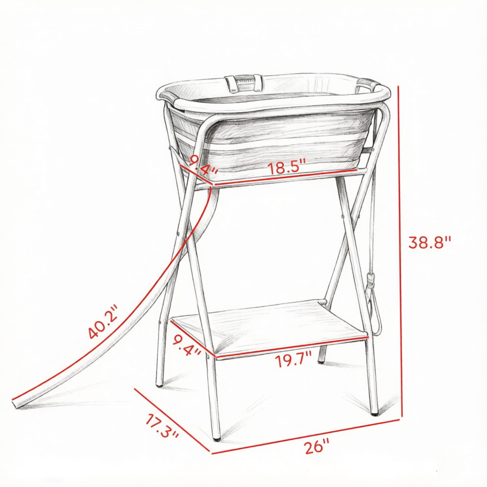 Dog Bath Tub for Small Dogs, Elevated Foldable Dog Washing Station, with Hose, Storage Shelf, for Puppies