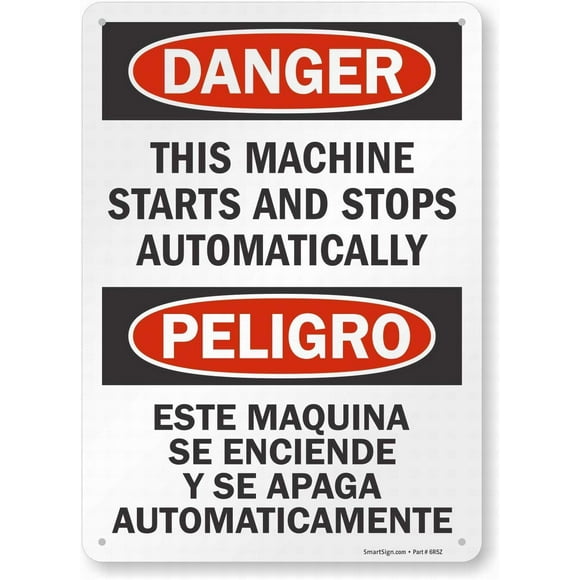 Wall Signs Notice Warning Sign Decor 16x12 Tin Metal Signs Danger: This Machine Starts Stops Automatically Safety Sign Novelty Signs