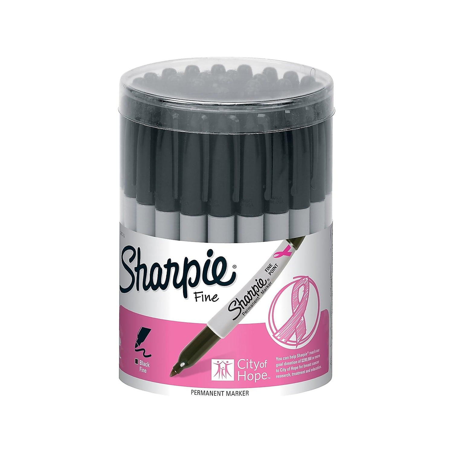 Sharpie Pink Ribbon Permanent Markers Fine Point Black 36/Pack (1801745) 343719