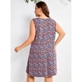 thumbnail image 6 of SHOWMALL Women's Plus Size Sleeveless Dress, A-Line Summer Dress with Pockets, Vibrant Floral Black 1X Keyhole Neck Pleated Casual Shift Dress for Beach Vacation, 6 of 6