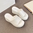 thumbnail image 4 of Slippers for Women,Fashion Solid Color Platform Slippers Temperament Comfortable Breathable Shoes,Womens Slippers,White,6.5, 4 of 7