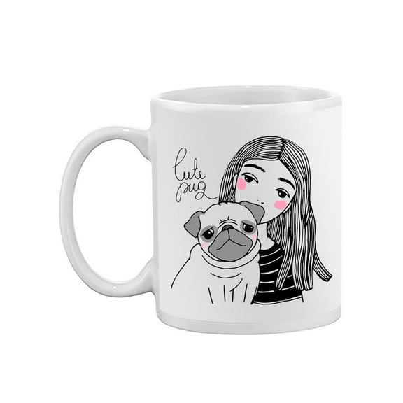 Cute Pug With A Girl Mug -Image by Shutterstock,