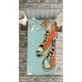 thumbnail image 3 of Ambesonne Modern Quilted Bedspread Set 2 Pcs, Vintage Punk Sport Shoes, Twin Size, Orange Pale Blue, 3 of 5