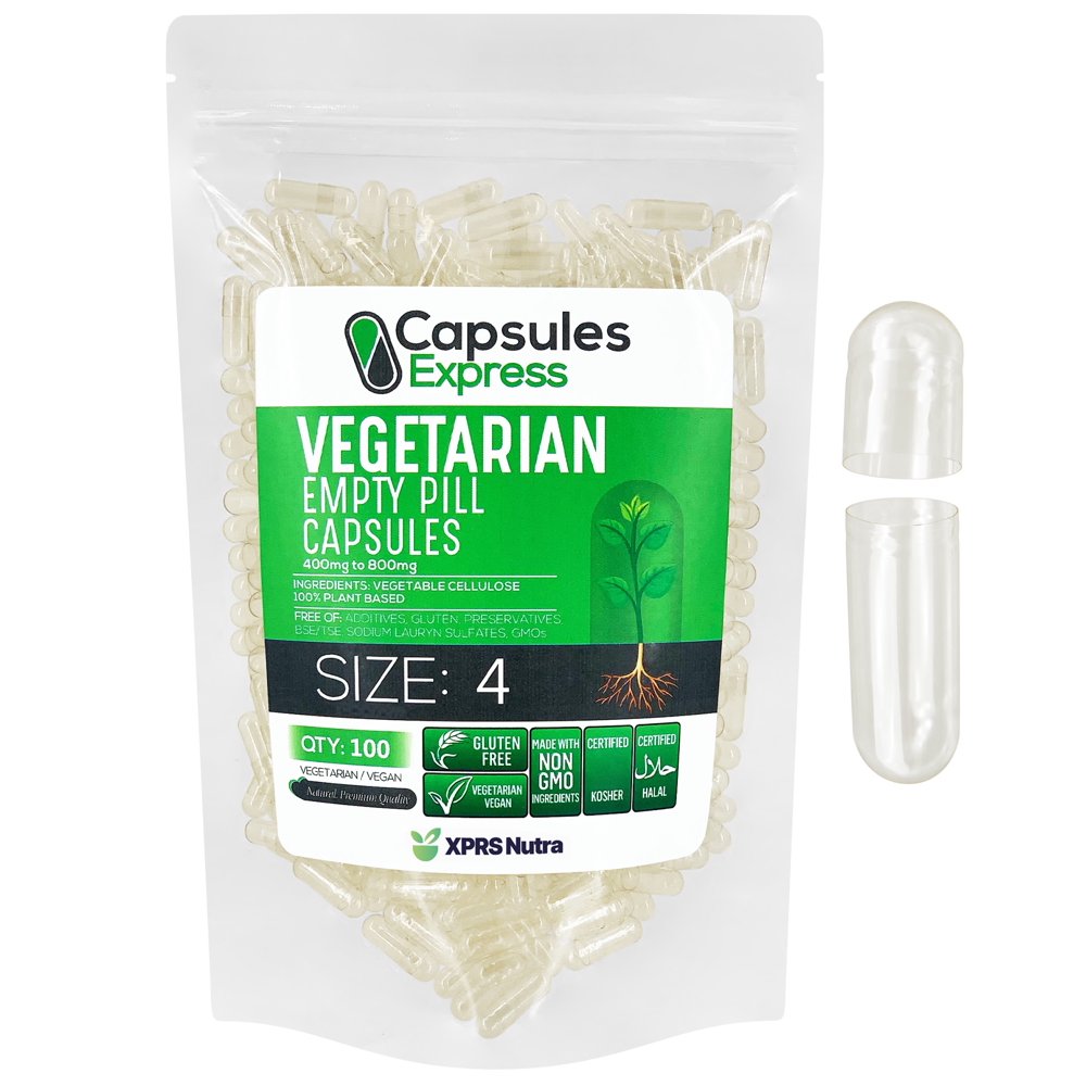 XPRS Nutra Size 4 Empty Capsules Clear Empty Vegan Capsules Capsules Express Vegetarian