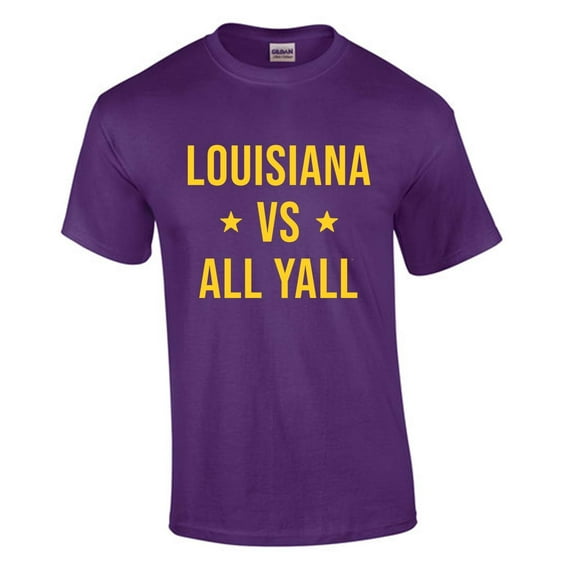 Mens Louisiana Football Tshirt Louisiana Vs All Yall Short Sleeve T-shirt-Purple-xxl