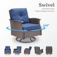 thumbnail image 3 of Outdoor Sectional Furniture Set, PPorfamilia 6 Piece Patio Sofa Set with Rocking Swivel Chairs, Ottomans and Side Table, PE Rattan Conversation Set with Navy Cushions for Backyard Garden Deck Porch, 3 of 8