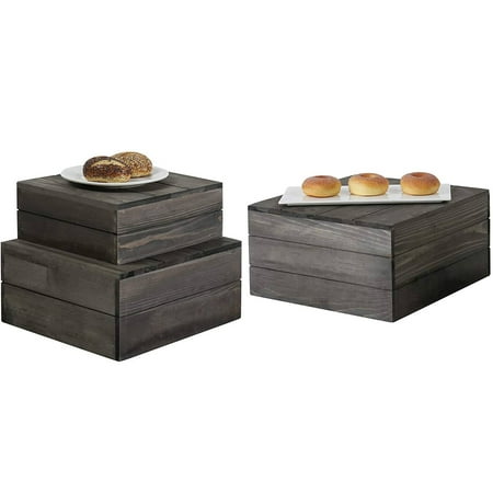 MyGift 3 Rustic Gray Wood Display Risers, Unisex