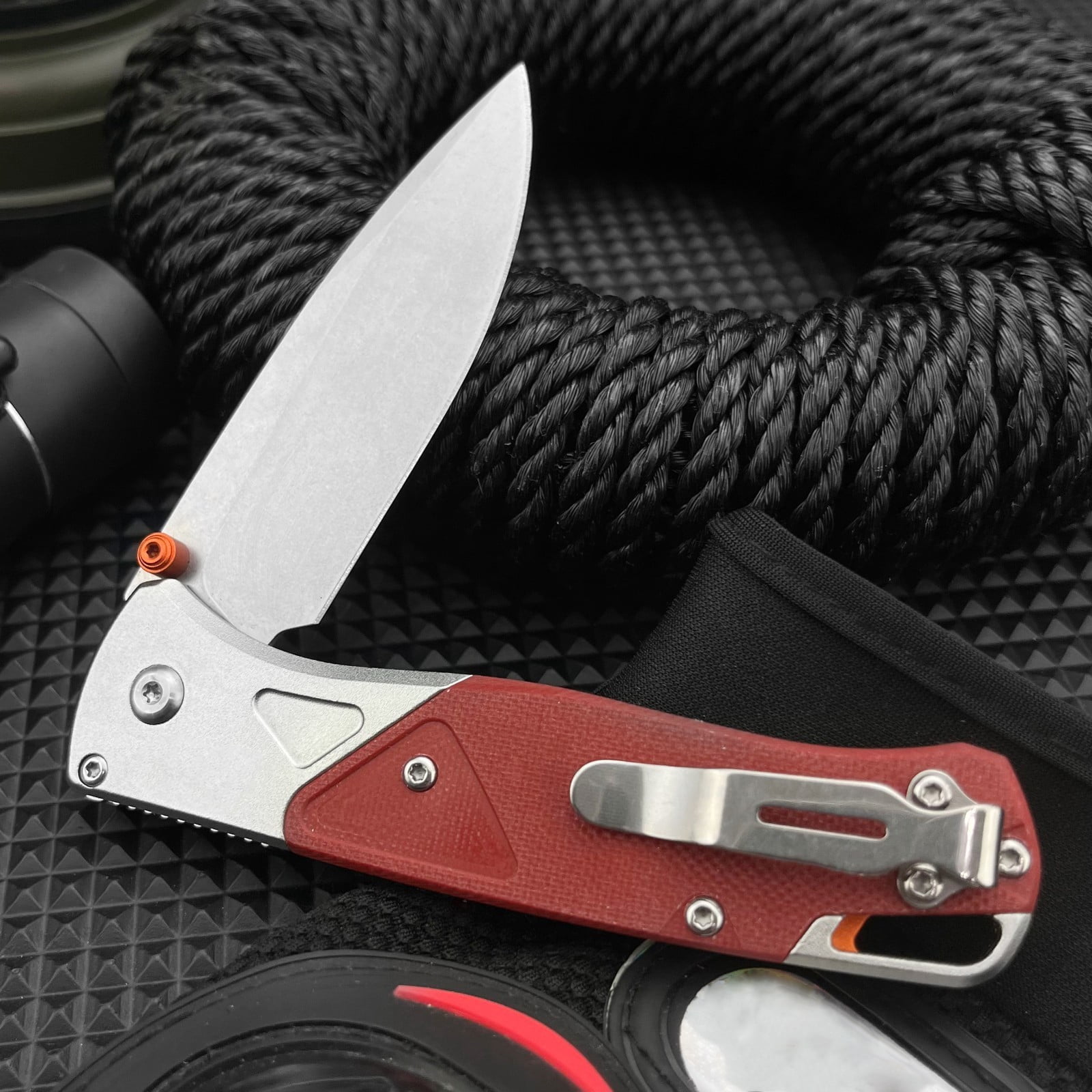 2.95" D2 Steel EDC Pocket Knife, G10 Handle Folding Knife with Lanyard Hole & Pocket Clip for Camping, Hiking, Everyday Carry