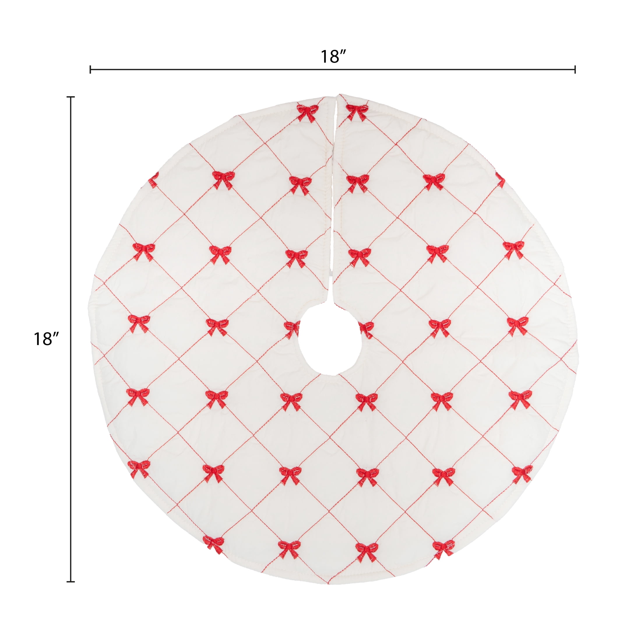Bows Mini Christmas Tree Skirt, Red and White, 18", by Holiday Time