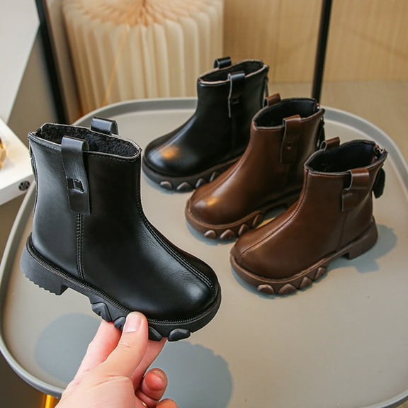 Ankle Boots for Little and Big Girls Faux Fur Boots Fleece Lined Warm Winter Fashion Footwear Flat Heel Comfortable Sole Lightweight Winter Comfortable Footwear