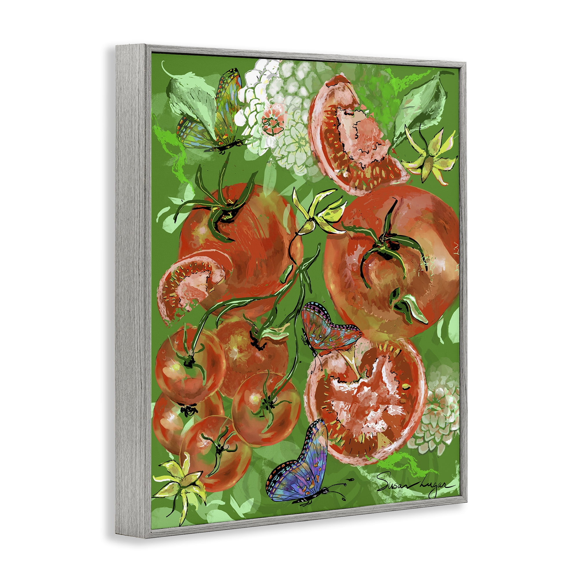 Stupell Industries Tomatoes Swirl Collage Gray Framed Giclee Art, design by Susan Lugar
