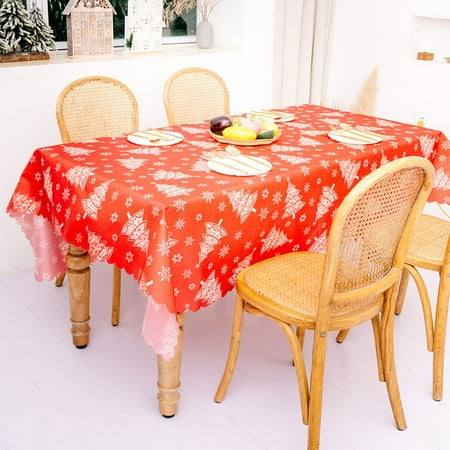 

Xmas Tablecloth Green Red Rectangular Merry Christmas Party Decor Dinner Snow