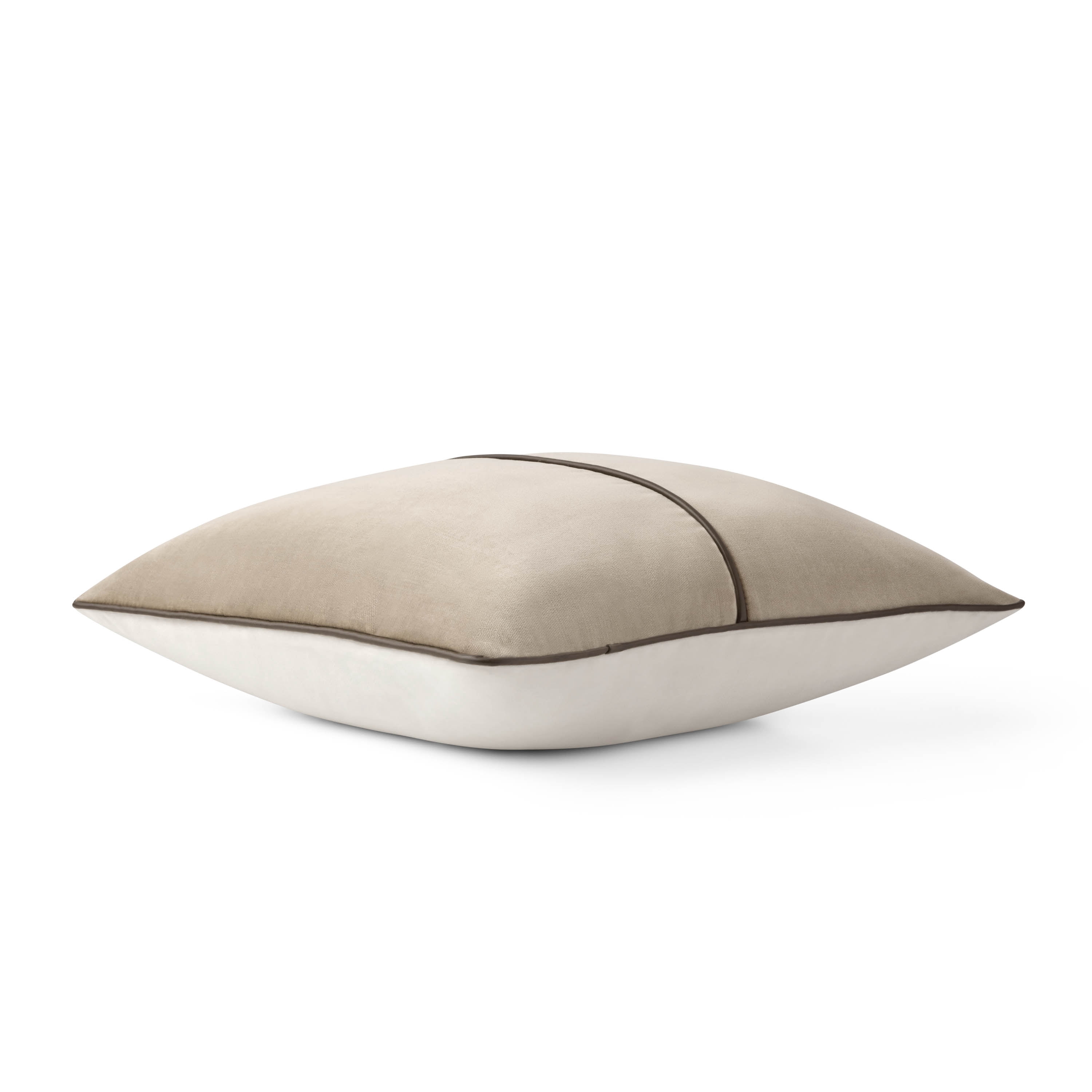 Mainstays 18" x 18" Beige Velvet With Faux Leather Trim Polyester Decorative Pillow