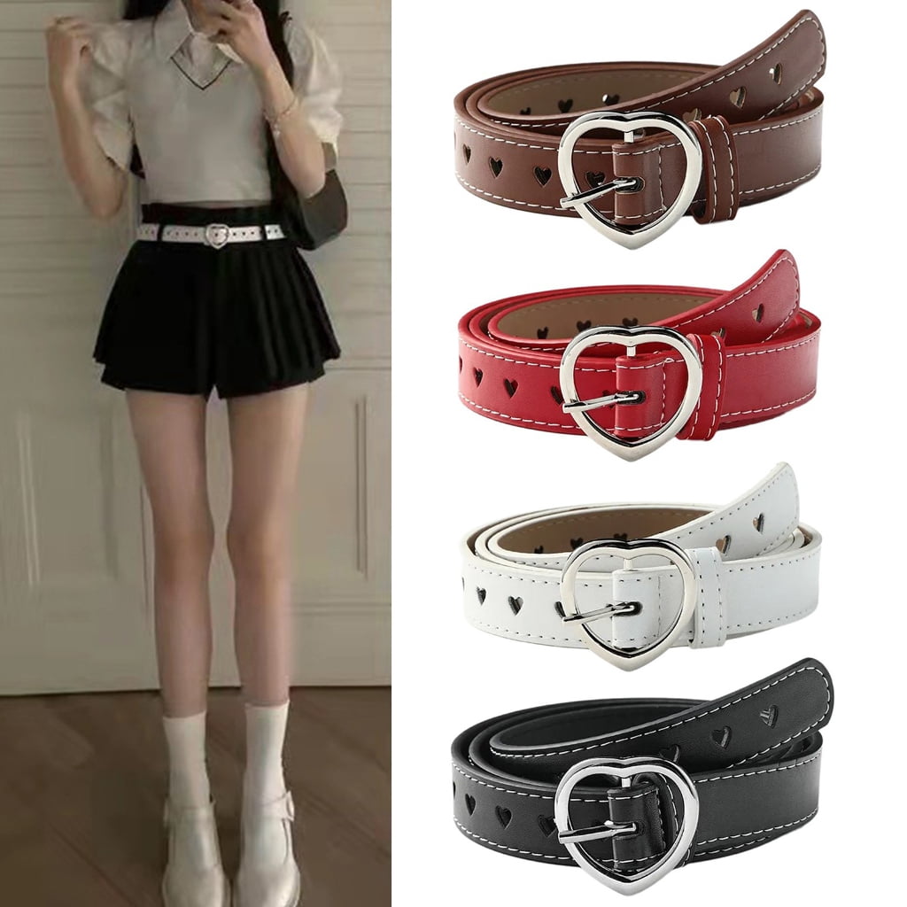 Women\'s Cute Hollow Heart Buckle Belt Pu Leather Belts Casual Jeans Belt? OYOANGLE Women main image 4
