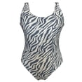 thumbnail image 1 of Traje de Baño Ocean Pacific para Mujer Completo, Cuello Redondo, Estampado Zebra Multicolor Talla G, 1 of 4