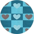 thumbnail image 1 of Ahgly Company Machine Washable Indoor Round Transitional Bright Turquoise Blue Area Rugs, 7' Round, 1 of 7