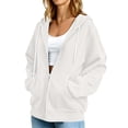 thumbnail image 6 of Kezqiaxn Womens Sweatshirt Fashion Long Sleeve Drawstring Lightweight Casual Sweatshirts with Pockets Zip up Hoodie White L, 6 of 9