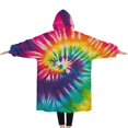 thumbnail image 2 of Oversized Wearable Blanket Hoodie,Colorful Tie Dye Pattern Sherpa Blanket Hoodie with Super Pockets,Super Warm Fuzzy Pullover for Women & Men, 2 of 6