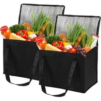 Insulated Cooler Bag Reusable Grocery Bags with Zippered Top, Insulated Food Delivery Bag, Foldable for Travel, Groceries, 16"x10"x13"