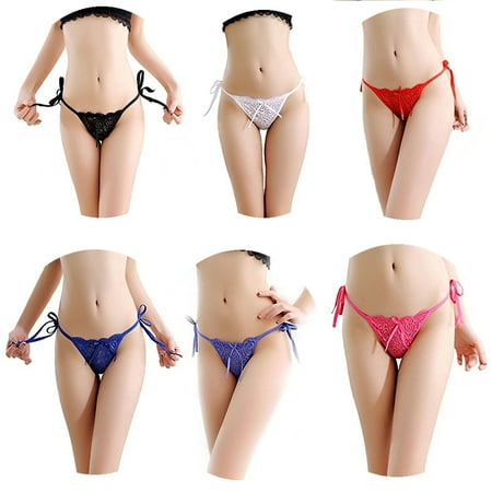 

Women Tie Panties Bowknot Ribbon Adjustable Sides Underwear Adjustable G-String Thongs Underwear