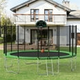 thumbnail image 1 of Trampoline with Enclosure, 16 Feet Kids Outdoor Trampoline with Basketball Hoop/Ladder, Round Trampoline for Indoor Outdoor Backyard, Green, LLL4098, 1 of 5