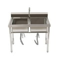 thumbnail image 6 of DENEST Commercial Restaurant Utility Kitchen Sink Double Compartment Stainless Steel, 6 of 12