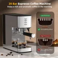 thumbnail image 4 of Auseo 20 Bar Espresso Machines, Espresso Coffee Maker with Milk Frother Steam Wand, 1.4L Removable Water Tank, Nespresso Capsules Compatible & Ground Coffee, Silver, 4 of 7