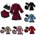 thumbnail image 4 of Underwear For Women For Women Women Sexy Three-Piece Pajamas,Lace Velvet Solid Color Lace Three-Piece Pajamas Nightdress Sleepwear, 4 of 5