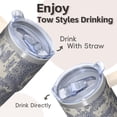thumbnail image 4 of Bohemian Print 20oz Tumbler with Handle & Straws, Insulated Stainless Steel Travel Mug, Leak-Proof, Perfect Coffee Cup Gift, 4 of 5