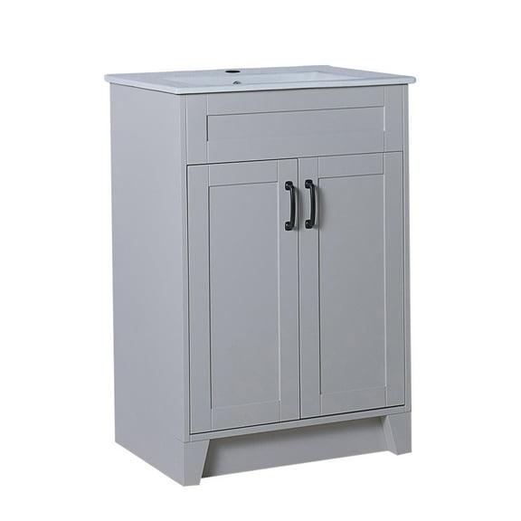 Bellaterra Home 24 in Single sink vanity-manufactured wood-light gray
