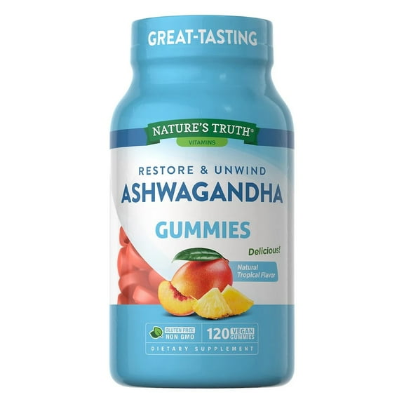Ashwagandha Gummies | 120 Count | Tropical Flavor | Non- GMO and Gluten Free | by Nature's Truth