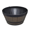 thumbnail image 2 of Resin Barrel Planter  Garden Flower Pot Decor Hangable Plant Container Brown 12inch - Without chain, 2 of 9