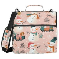 FORMRS Zipper Binder with Shoulder Strap 1.5-inch Ring 500 Sheet Capacity File Bag, Christmas Snowman