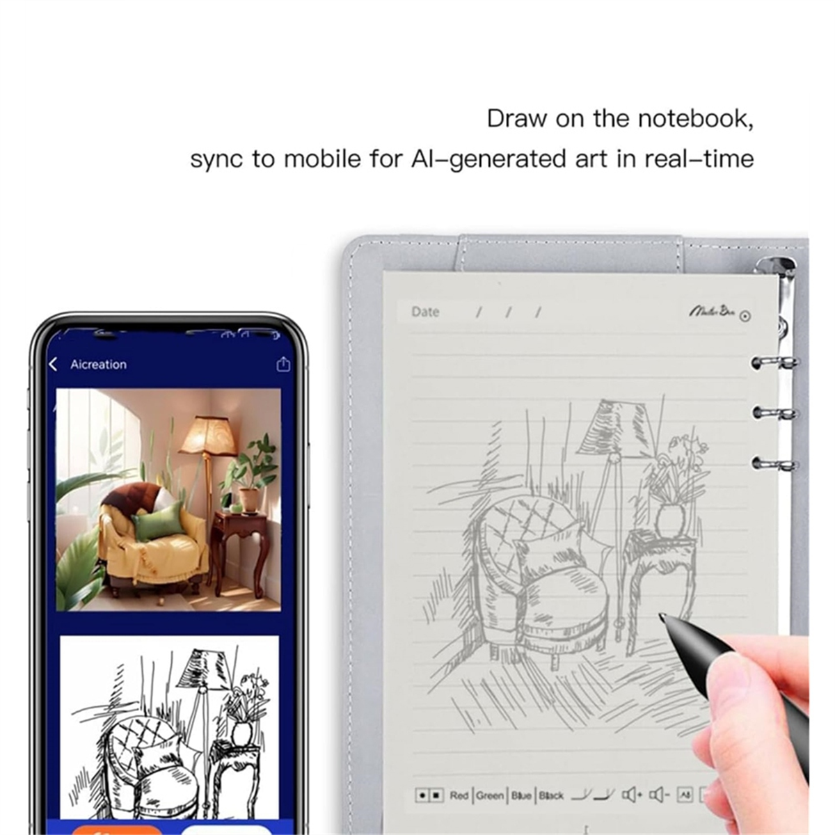 Syncify Digital Sketchbook Pro V2, Bluetooth 5.0 Smart Sync Pen & Digital Notebook, Writing & Note-Taking Tool D,1pcs x smart notebook with pen,Dark Blue