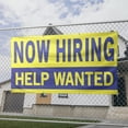 thumbnail image 2 of Now Hiring Help Wanted 13 oz Heavy Duty Vinyl Banner All Position Jobs Available Help Wanted Sign for Business Advertising Indoor/Outdoor Single-Sided with Metal Grommets (4x10 ft, Ye & Bl), 2 of 6