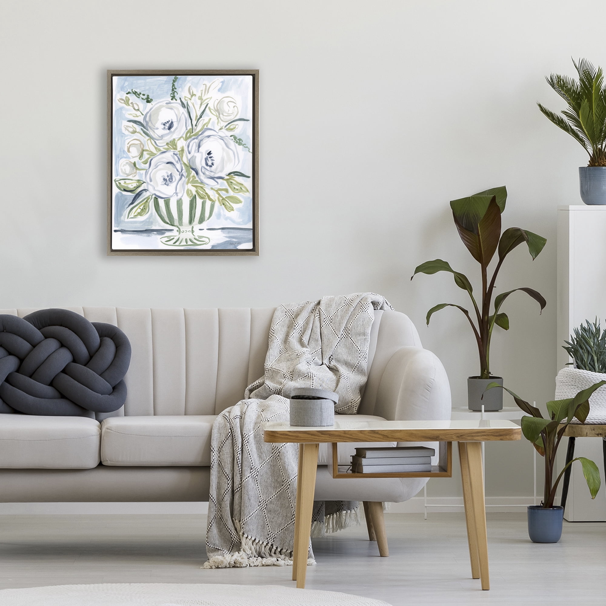 Stupell Industries Fiona Pastel Floral Bouquet Brown Framed Floater Canvas Wall Art, design by Haley Knighten