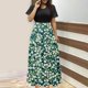thumbnail image 1 of Puntoco Vestido De Manga Corta Con Cuello Redondo Y Falda Larga Estilo Resort Con Estampado Floral Para Mujer Negro L,Regalos Para Mujer Joven, 1 of 5