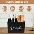 thumbnail image 3 of Dsseng Wood Utensil Caddy for Knife Fork Chopsticks 2 Compartments Silverware Caddy Space Saving Large Capacity Utensil Organizer Bucket for Kitchen Countertop, 3 of 10