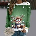 thumbnail image 2 of Fiaer Christmas Women Sweatshirts Trendy Funny Graphic Plus Size Tops Long Sleeve Crew Neck Fall Winter Pullover Green1 XXL, 2 of 5