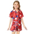 thumbnail image 1 of Kids' 4th Of July Printed Satin Pajama Set Short Sleeve, 1 of 4