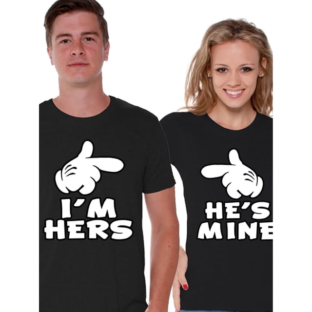 Camisetas a juego para parejas, camisetas "Soy suya, él es mío", camisetas a juego para novio y novia, lindas camisetas a juego para pareja, camisetas casuales, camisetas para novio y novia.