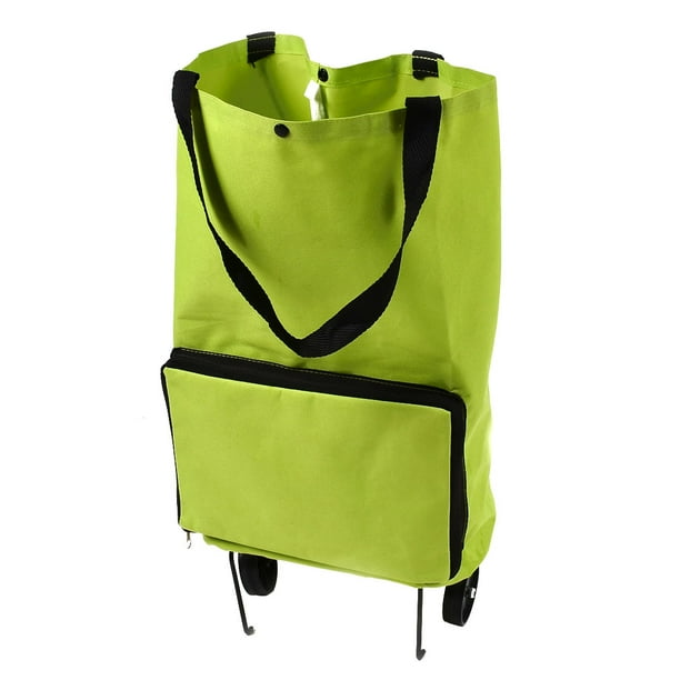 Unique Bargains Green Polyester Portable Handy Foldable Bag Wheel Cart
