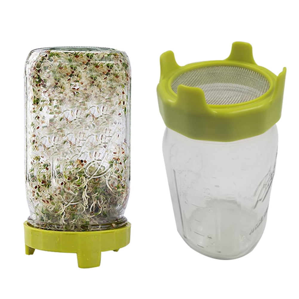 D-GROEE Sprouting Lids, ABS Sprout Lid with Stainless Steel Screen for Wide Mouth Mason Jars, Germination Kit Sprouter Grow Bean Sprouts, Broccoli Seeds, Alfalfa, Salad