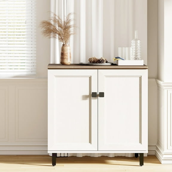 Buffet Sideboard Cabinet Farmhouse Modern Storage Cabinet with Adjustable Shelves for Kitchen, Coffee Bar, Living Room, White