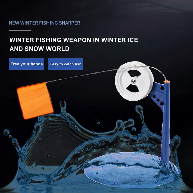 Ice Fishing Tip Up, Ice Fishing Flag Solid Cold-Resistant Blue Outdoor  Winter River Floating Fishing Rod Flag for Angling 