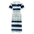 thumbnail image 4 of Wycnly Formal Dresses for Women Button Down Hem Swing Pocket Tunic Tshirt Long Dress V-Neck Elbow-Length Daisy Print Summer Maxi Dresses Blue S Clearance Clothes, 4 of 5