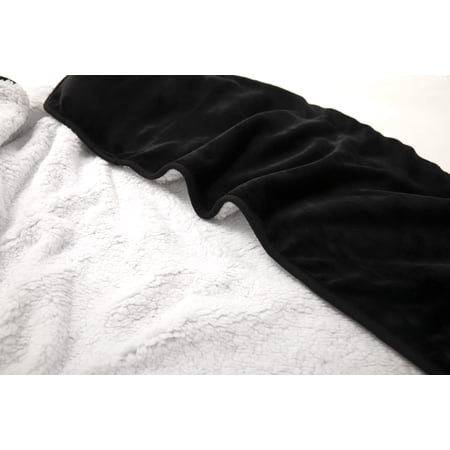 Pet Blanket for Dogs & Cats - Sherpa Fleece Throw 35 x 55 in Black - AshPaws