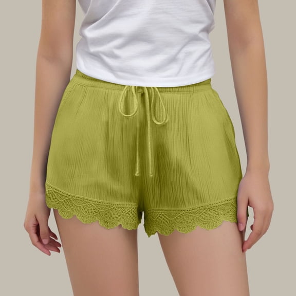 Juslio Girls Shorts Casual Elastic Waist Linen ShortsBreathable Drawstring Shorts Sizes 4