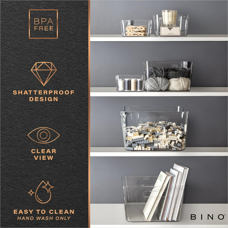 BINO | Plastic Organizer Bins, Small - 2 Pack, Clear | The SOHO Collection  | Multi-Use Organizer Bins | Pantry Organizer & Freezer Organizer | Plastic