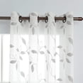 thumbnail image 3 of DSstyles Floral Sheer Curtains, Elegant Leaves Pattern Matched Ribbon Embroidery on Textured Sheer, Grommet Window Curtains for Living Room and Bedroom, 2 Panels, 3 of 9
